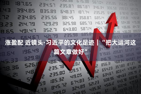 涨盈配 近镜头·习近平的文化足迹｜“把大运河这篇文章做好”