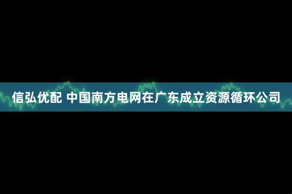 信弘优配 中国南方电网在广东成立资源循环公司